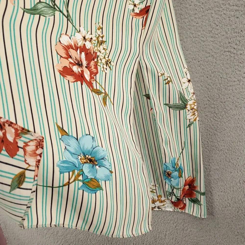 Umgee Cardigan Xl 1XL Mixed Pattern Striped Floral Print Open Front Duster - Picture 7 of 12